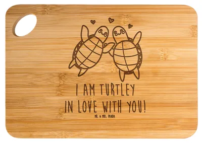 Produktbild von Mr. & Mrs. Panda Schneidebrett Schildkröten Paar - Transparent - Geschenk, für Frauen, Mitbringsel, Hackbrett, Freundin, Valentinstag, Brett, Frühstücksbrett, Freund