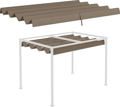 Image de Toile de rechange pour pergola de 2,85 x 2 m, toile rétractable hydrofuge à ondulations avec trous d'évacuation de l'eau de pluie, protection UV 30+, toile d'ombrage résistante à l'hiver,