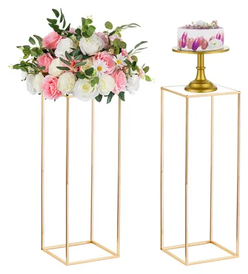 2er Set Goldene Blumenvasen, Metallständer, 80cm, Hochzeit