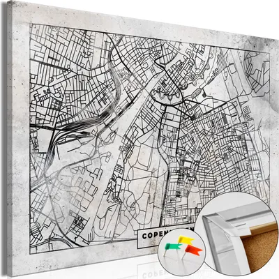 Zdjęcie produktu dla Obraz korkowy z włókniny - Copenhagen Plan 120x80 cm Cities k-C-0141-p-a