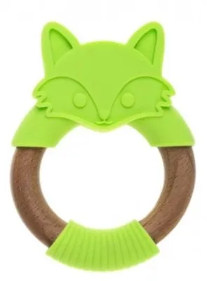 Produktbild von Holz-Silikon-Beißring - Grüner Fuchs / Bocioland