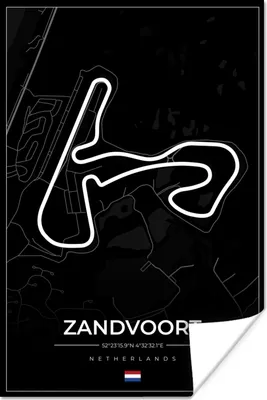 Produktbild von MuchoWow® Poster Formel 1 - Rundkurs Zandvoort - Rennstrecke - Niederlande - Schwarz 120x180 cm - Kunstposter