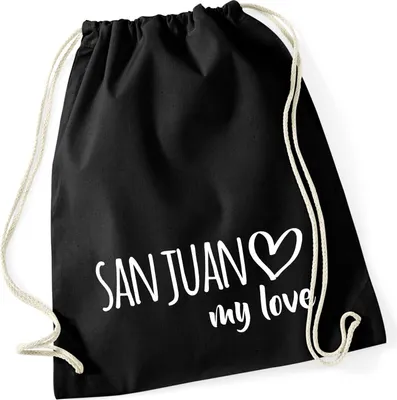 Produktbild von Huuraa Turnbeutel San Juan my love 12 Liter Black Baumwolle Rucksack Geschenkidee
