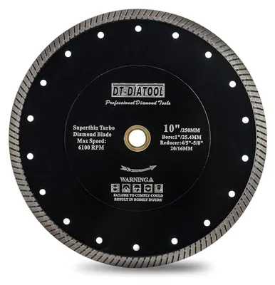 Immagine prodotto di Disco diamantato da 250 mm, super sottile, con segmenti turbinadosi, ideale per tagliare Vetroceramica, granito, marmo e materiali compositi