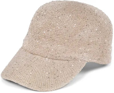 Produktbild von styleBREAKER Damen Sommer Baseball Cap gewebt mit Pailletten | Luftiges Basecap mit Metallschnalle verstellbar | Einfarbige Schildkappe für Strand und Freizeit