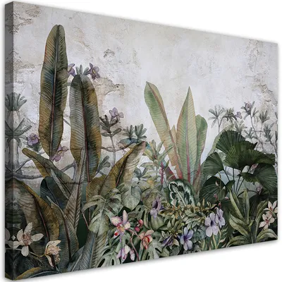 Immagine prodotto di Quadro su tela, Foglie eisotiche sul cemento - 120x80