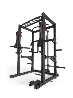 Produktbild von ATLETICA R7-Kano Power Rack | 200cm Höhe | Mit Latzug-/Ruderstation, Jammer/Spotter Arms, Pull-Up/Dip Bar, J-Hooks, Weight-Pins, Landmine, Band Pegs
