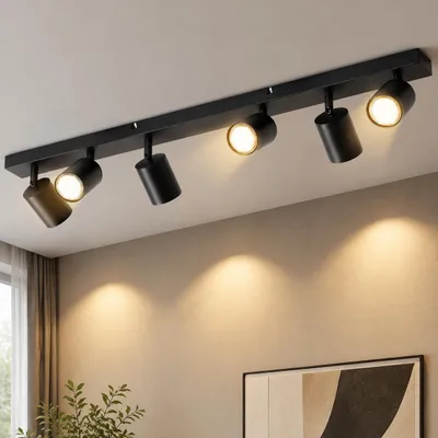 Produktbild von ZMH LED Deckenstrahler 6 Flammig Deckenlampe GU10 Metall Deckenspots Schwenkbar 350° Deckenleuchte Schwarz für Wohnzimmer Schlafzimmer Flur, KI-generiertes Bild