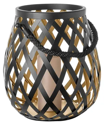 Produktbild von FINK Laterne OTIS mit Glas - Windlicht aus Edelstahl pulverbeschichtet, schwarz matt, H 33 cm, Ø 33 cm, Wohnzimmer