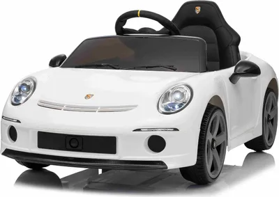 Image de Voiture électrique pour enfants RUF GT, blanche, avec portes ouvrantes, télécommande 2,4 GHz, éclairages LED avant et arrière, entrée USB/Aux, batterie lithium, 2 moteurs de 35W, modèle sous licence officielle