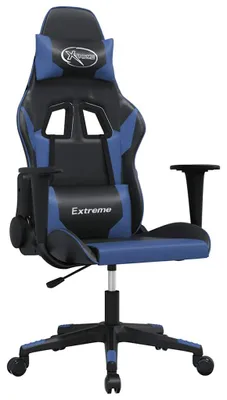 Produktbild von vidaXL Gaming-Stuhl mit Massagefunktion Schwarz und Blau Kunstleder