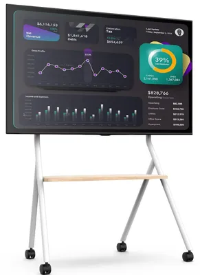 Zdjęcie produktu dla Mobilny stojak TV na kółkach, regulowany na wysokość, do telewizorów o przekątnej 55-78 cali, obciążenie do 45 kg, kolor biały