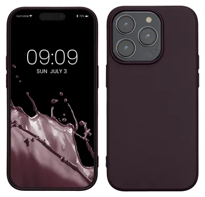 Produktbild von kwmobile Handyhülle für Apple iPhone 14 Pro Hülle - Silikon Case metallisch schimmernd - Schutzhülle Cover - Metallic Brombeere