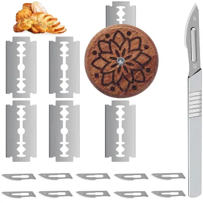 Productafbeelding van 2-delige deegmessenset, bakkersmessen met 15 scheermesjes