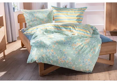 Produktbild von Dormisette Fein-Biber Bettwäsche 4368 Mint 100% Baumwolle 135x200 + 80x80 cm
