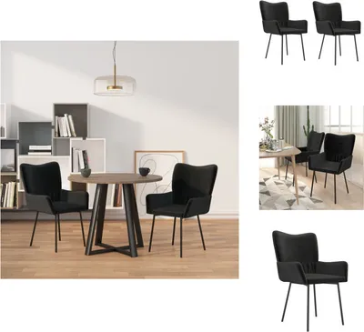 Produktbild von vidaXL Esszimmerstühle 2 Stk. Schwarz Samt -  Esszimmerstühle