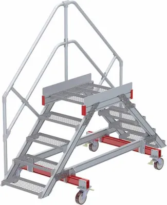 Produktbild von Euroline 512 mobiler Überstieg 45° Stufenausführung Stahl Gitterrost Stufenbreite 600mm 5 Stufen
