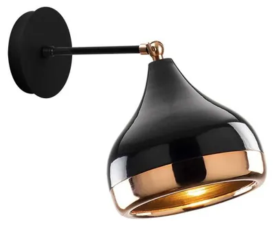 Image de Applique murale Lampe en fer noir et cuivre 17 x 28 x 28 cm E27 40 W IP20