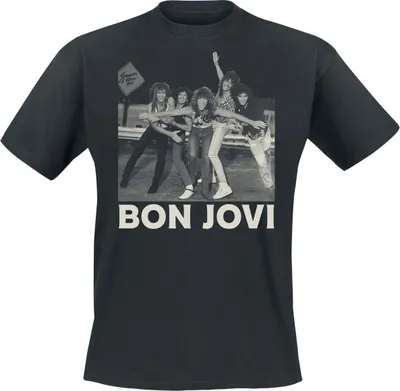 Produktbild von Bon Jovi T-Shirt Herren Photo schwarz Band-Merch, Bands 100% Baumwolle L