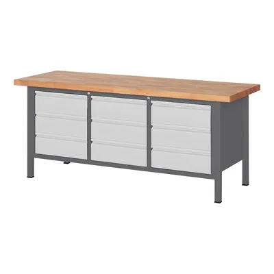 Produktbild von STIER Höhenverstellbare Werkbank Premium mit 9 Schubladen BxTxH 2000x700x840-1040mm