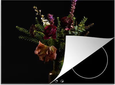 Produktbild von KitchenYeah© Herdabdeckplatte Blumen - Farben - Stilleben , 71x52cm, Küche Deko, Glaskeramikkochfeld Herdabdeckung, Abdeckplatte fùr Kochfeld
