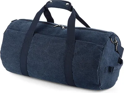 Produktbild von BagBase BG655 | Reisetasche Vintage Canvas Barrel Bag - 28 x 49 x 28 cm - Farbe: Vintage Oxford Navy - Größe: 28 x 49 x 28 cm