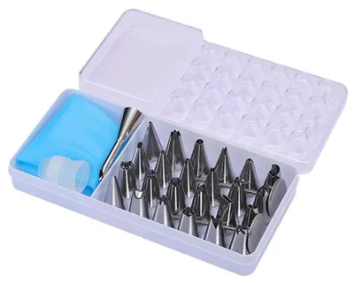 Produktbild von 28-teiliges Spritztüllen-Set für Tortendekoration