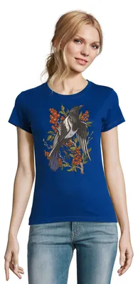 Produktbild von Damen Rabe Krähe Vogel Preiselbeere Pflanzen Wald Fun Motiv