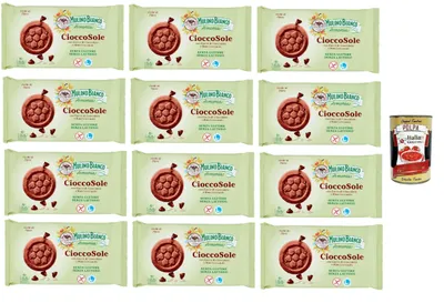 Produktbild von Mlino Bianco Armonia Cioccosole Gluten- und laktosefreie Schokoladenkekse mit Reis, 12x 250g + Italian Gourmet polpa 400g