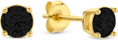Produktbild von Neu Bling 9NB-1176 Silberne Ohrstecker mit Zirkoniastein 4mm - Schwarz - Silber - Vergoldet/Gold auf Silber