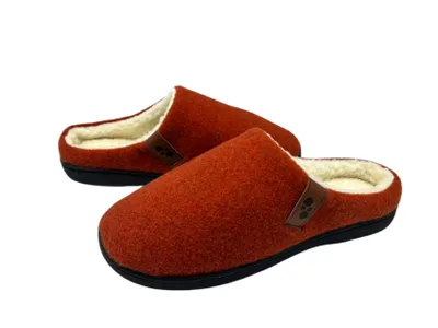 Produktbild von CRELIV Damen Hausschuhe gefüttert, warme Slip-On Pantoffeln für Zuhause, geschlossene Spitze, Rot, EU 40–41