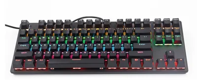 Image de Clavier de jeu mécanique filaire Biojee à 87 touches avec rétroéclairage arc-en-ciel, pour PC Windows et ordinateurs portables, idéal pour les jeux et le bureau