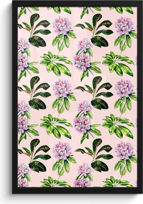 Produktbild von MuchoWow® MuchoWow® Gerahmtes Poster Blumen - Hortensie - Muster 40x60 cm - Poster mit zchwarzem Bilderrahmen - Papierdruck - Wandbilder