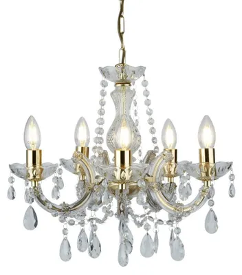 Image de Marie Therese Lustre classique acier réglable cristal 5 lumières E14