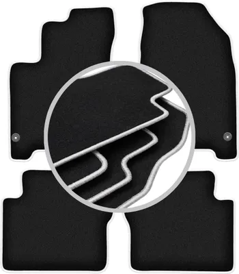 Produktbild von Fußmatten Velours Schwarz/Silber für Renault Koleos I 2007-2016 Set 4-tlg
