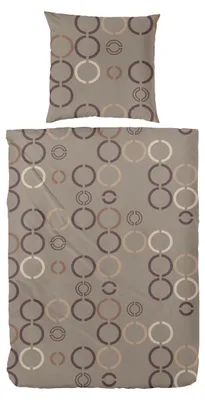 Produktbild von Primera Mako-Satin Bettwäsche 155x220 Kreise Retro taupe beige 243246-77