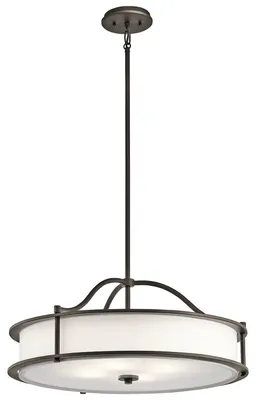 Image de Lustre Emory, bronze vieilli, 4xE27x60W, verre, dimensions : 127x61x61 cm, IP20, Kichler