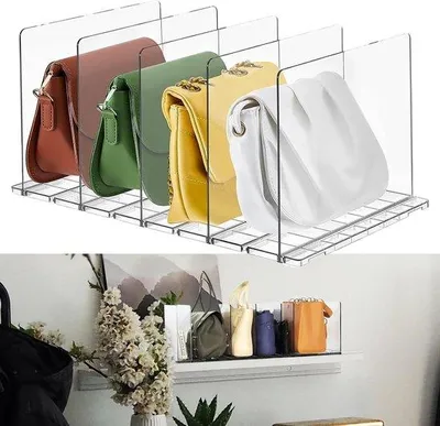 Productafbeelding van Famanu Plaatverdelers, verstelbaar, 5 stuks - Transparant kunststof - Organizer voor handtassen