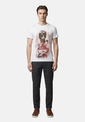 Immagine prodotto di T-shirt da uomo, modello Valiant, in cotone e viscosa, con stampa sul davanti, casual ed elegante, colore bianco, taglia S, codice prodotto 2AT04-01_WHITE