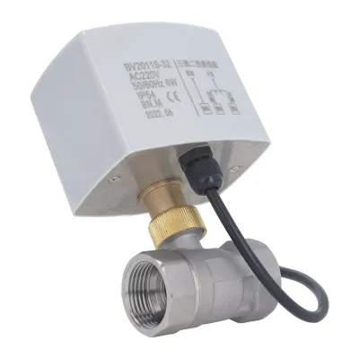 Obrázok produktu pre Motorizovaný 3-cestný guľový kohút DN25 - Nerezová oceľ - Elektrický pohon - 2-cestné ovládanie - AC 220 V