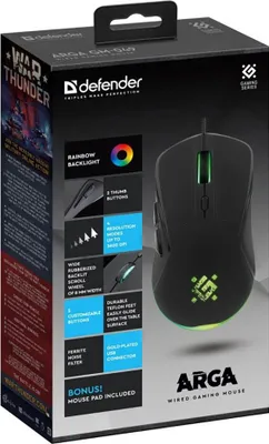 Produktbild von Defender Gm-049 Arga Optic Computermaus 3600Dpi 6P Schwarz