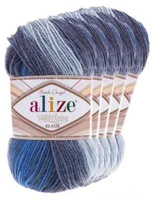 Strickgarn ALIZE SUPERLANA KLASIK BATIK Blautöne