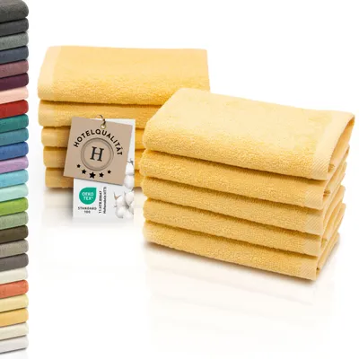 Produktbild von 10er Set Seiftücher, Baumwolle, 30x30 cm, 420g/qm, gelb