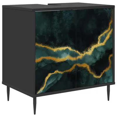 Produktbild von vidaXL Badezimmerschrank WIJHE Schwarz Eichen-Optik 60 x 40 x 61 cm