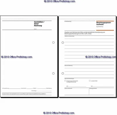 Produktbild von SIGEL GB515 Bewirtungsspesennachweis / Gaststättenrechnung, 2seitig bedruckt, A5, 50 Blatt