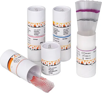 Produktbild von Servoprax Einmalpipetten, 20 + 40µl Dose: 250 Stück | Dose (250 Stück)