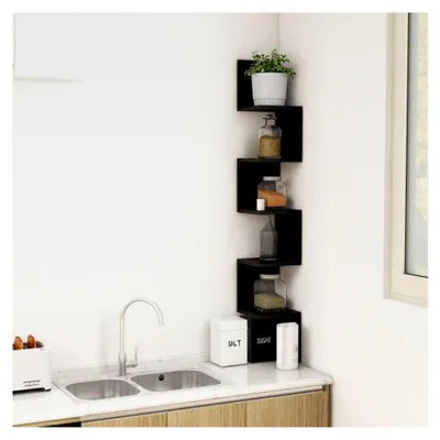 Produktbild von Eckregal aus Holzwerkstoff 20x20x127,5 cm Schwarz