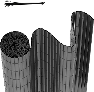 Produktbild von Yakimz PVC Sichtschutzmatte mit Kabelbindern Outdoor Balkonverkleidung Wetterfest UV-Schutz Sichtschutzzaun Balkon Terrasse Windschutz Sichtschutz für Balkon Garten Markise Zaun Terrasse Grau 90x800cm
