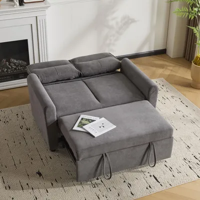 Produktbild von okwish Schlafsofa 90×127 Klappsofa und Zweisitzer,Verstellbare Rückenlehne,Ausziehfunktion,Platzsparend,Antikgrau