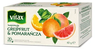 Immagine prodotto di Herbata owocowo-ziołowa grejpfrut pomarańcza Vitax 20 torebek